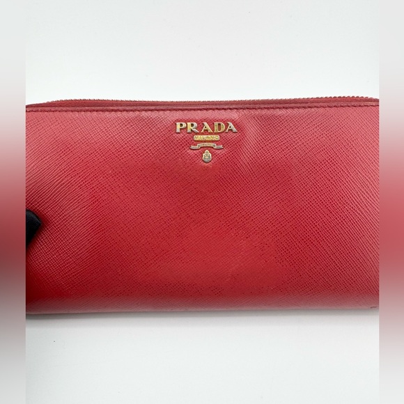 Prada Saffiano Leather Magenta Zip Around Long Wallet with Gold Hardware - Picture 9 of 12